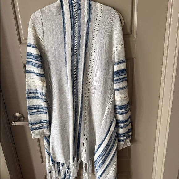 Cato Blue and White Knit Cardigan - Picture 4 of 5